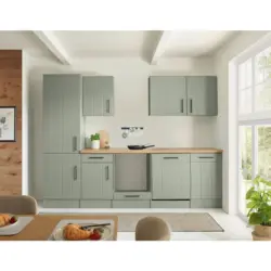 K&uuml;chenleerblock 280 cm in Wildeiche, Schilfgr&uuml;n