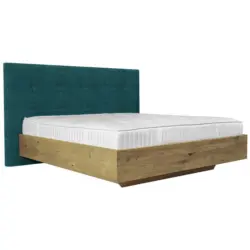 Boxspringbett 200/200 cm in Petrol, Wildeiche