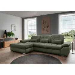 Ecksofa in Chenille Gr&uuml;n