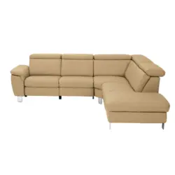 Ecksofa in Echtleder Hellbraun 271/239 cm