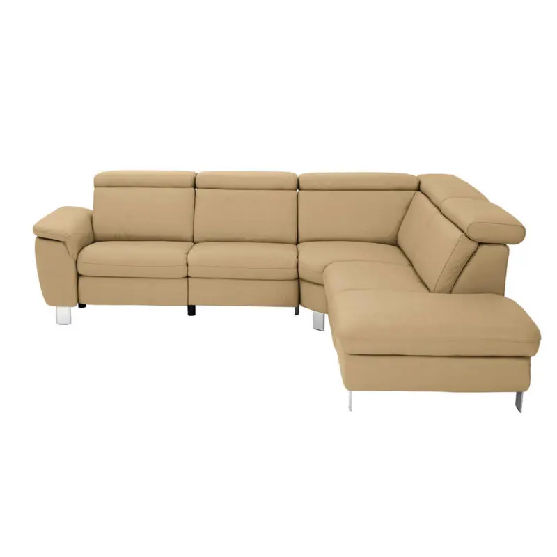 Ecksofa in Echtleder Hellbraun 271/239 cm
