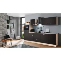 K&uuml;chenblock 280 cm in Dunkelbraun, Sonoma Eiche