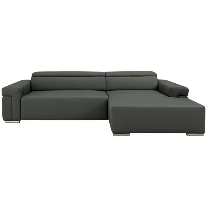 Ecksofa DUA in Echtleder Anthrazit 293/170 cm