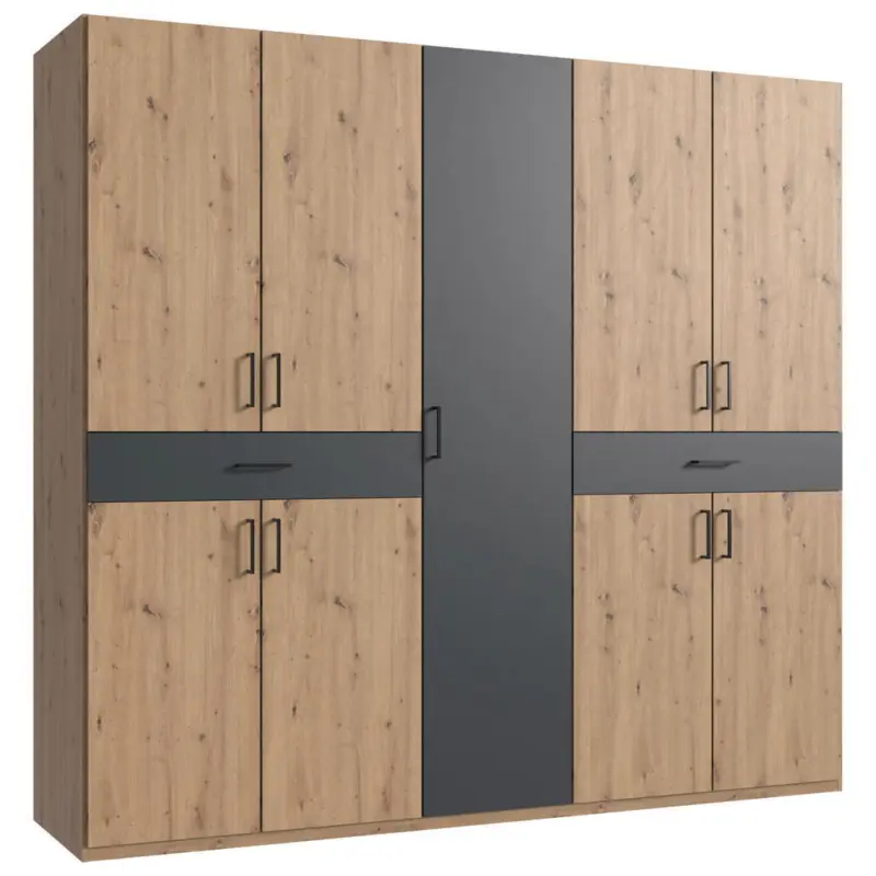 Dreht&uuml;renschrank in Graphitfarben, Eiche Artisan