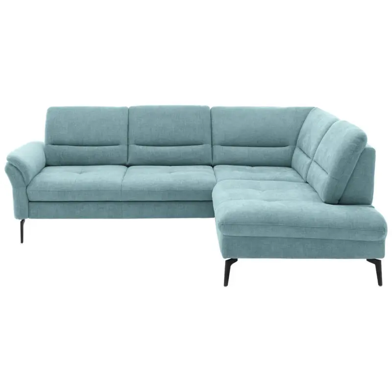 Ecksofa in Webstoff T&uuml;rkis 256/206 cm