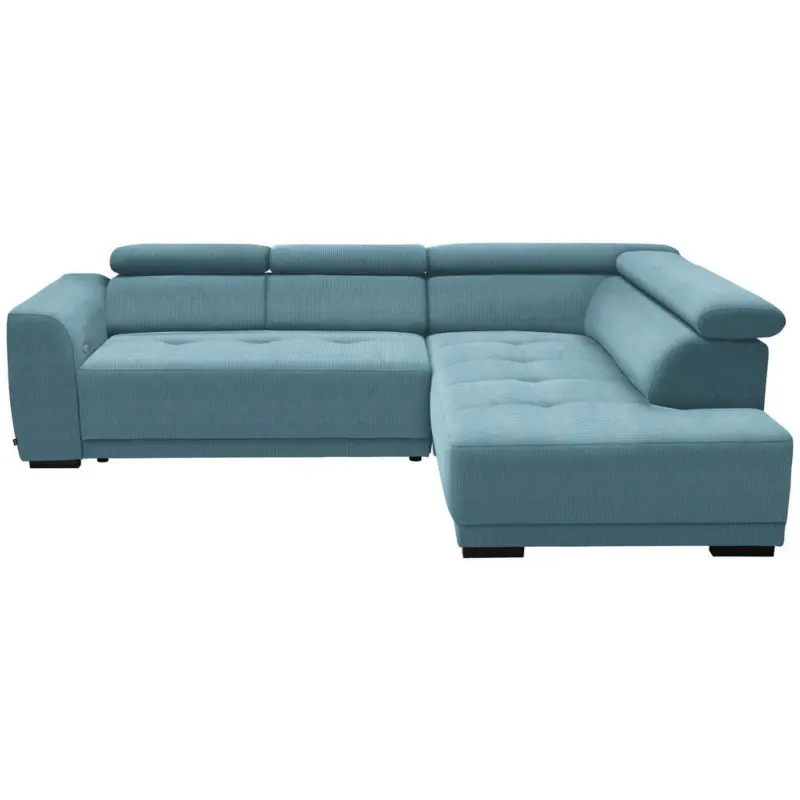 Ecksofa in Feincord T&uuml;rkis 284/205 cm