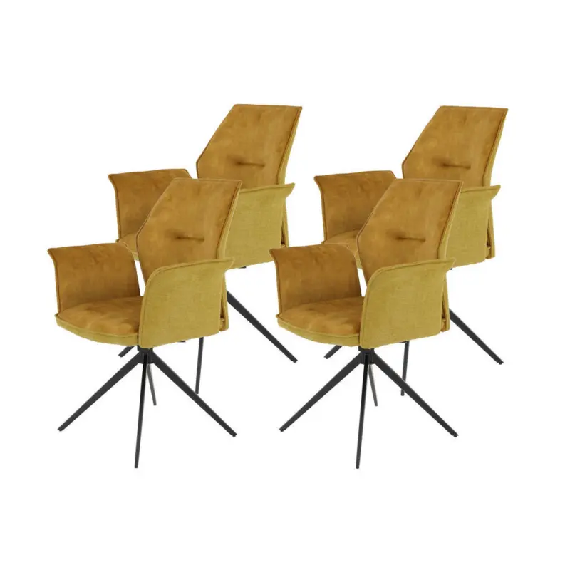 Armlehnstuhl-Set 4 St&uuml;ck Typenauswahl, Sitzfl&auml;che 360&deg; drehbar, abwischbar, gepolsterte Armlehnen Webstoff, Mikrofaser