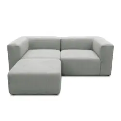 Ecksofa in Cord, Mikrofaser Hellgrau