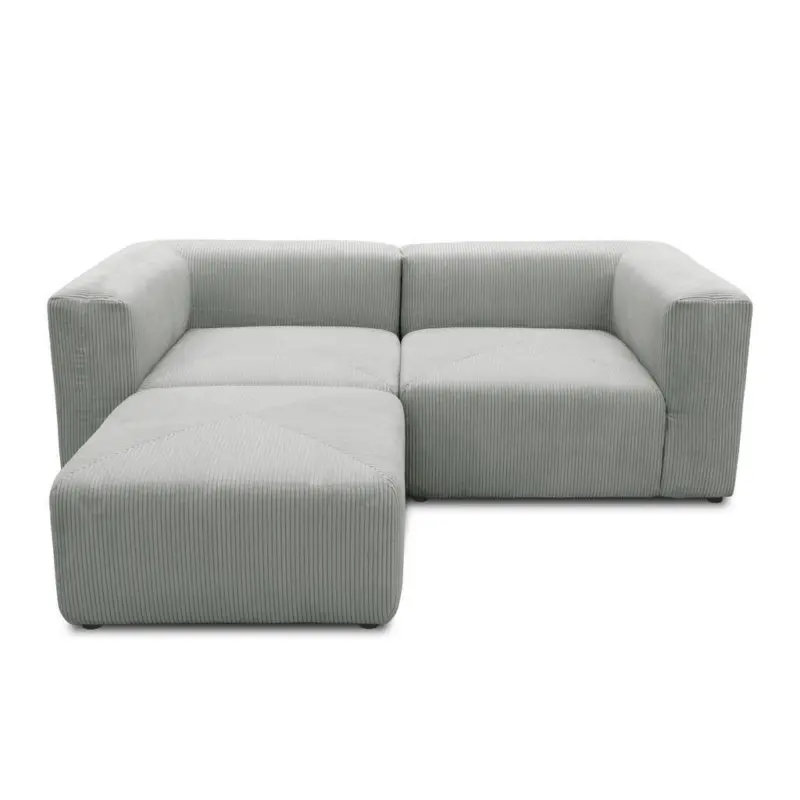 Ecksofa in Cord, Mikrofaser Hellgrau