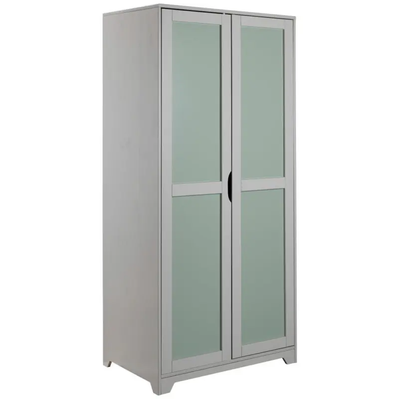 Dreht&uuml;renschrank in Hellgrau, Salbeigr&uuml;n