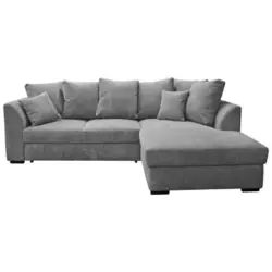 Ecksofa in Cord Hellgrau 259/174 cm