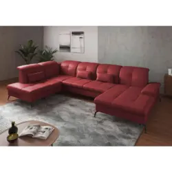 Wohnlandschaft in Echtleder Rot