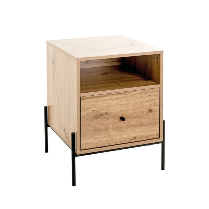 Nachtk&auml;stchen in Schwarz, Eichefarben