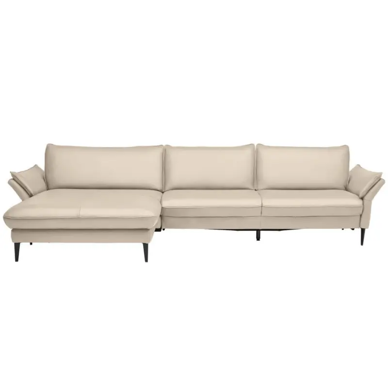 Ecksofa Valdera in Echtleder Ecru 172/334 cm