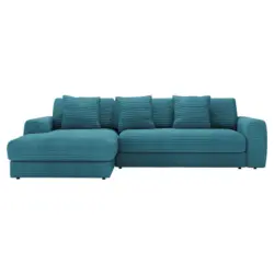 Ecksofa in Cord Petrol 190/310 cm
