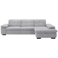 Ecksofa in Flachgewebe Silberfarben 297/174 cm