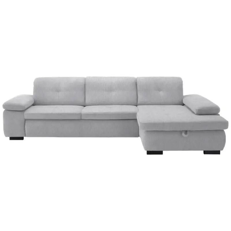 Ecksofa in Flachgewebe Silberfarben 297/174 cm