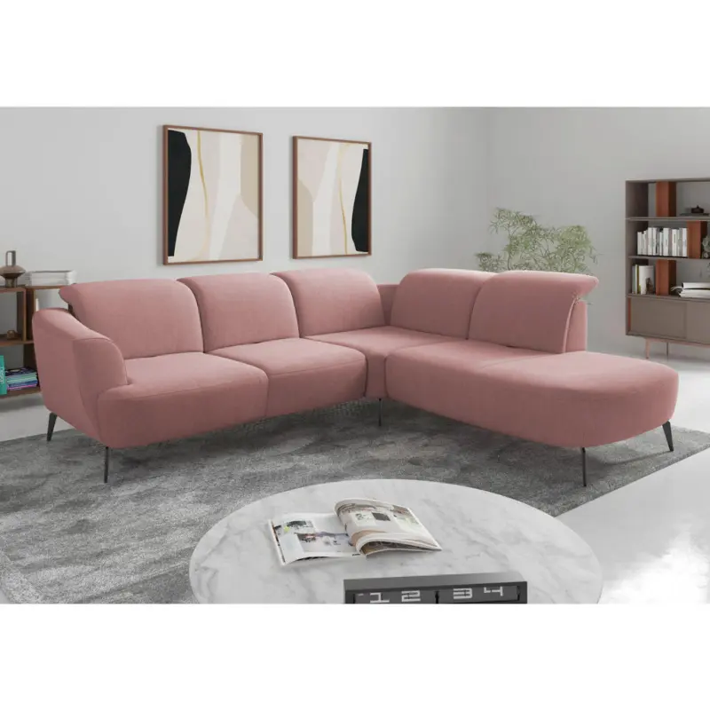 Ecksofa ZOE E in Mikrofaser Altrosa 300/267 cm