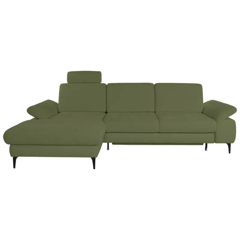 Ecksofa Alma in Chenille Gr&uuml;n 191/285 cm