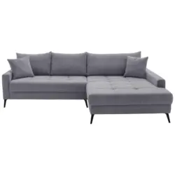 Ecksofa in Cord Grau 280/173 cm