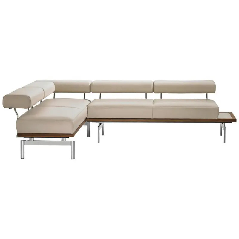 Eckbank 190/266 cm in Creme, Nussbaumfarben, Alufarben, Hellbraun