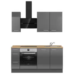 K&uuml;chenleerblock 180 cm in Eichefarben, Schieferfarben