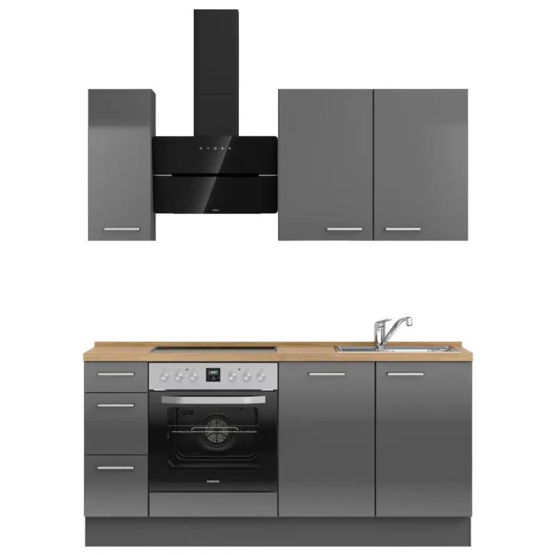 K&uuml;chenleerblock 180 cm in Eichefarben, Schieferfarben