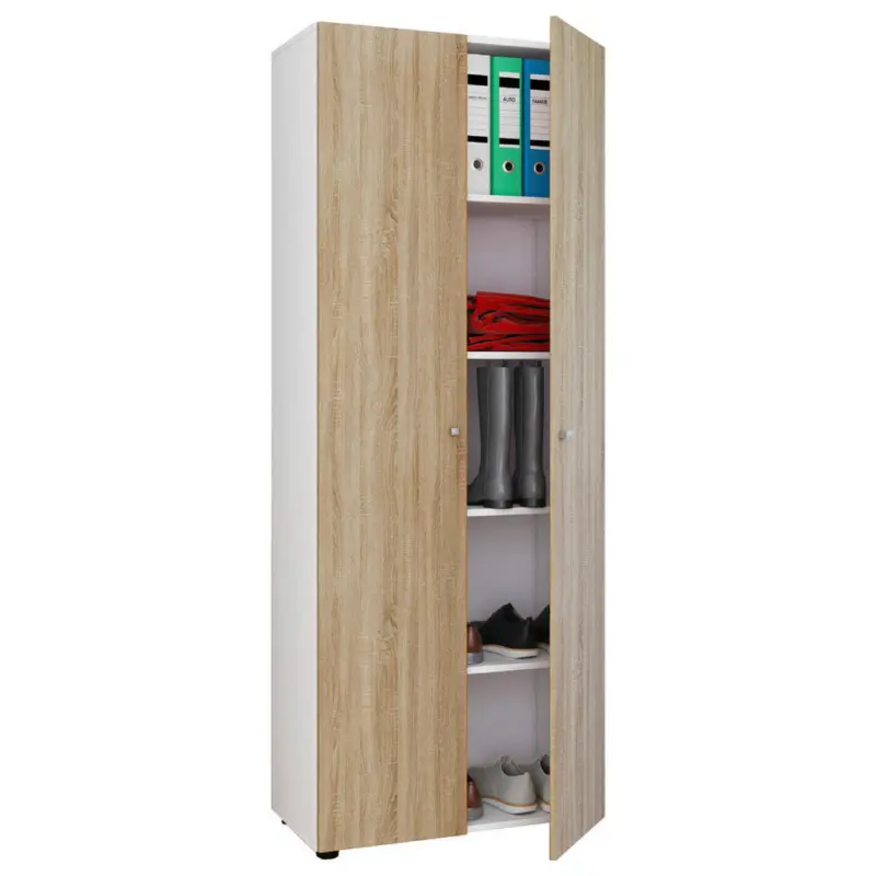Mehrzweckschrank 70/178/39 cm in Wei&szlig;, Sonoma Eiche