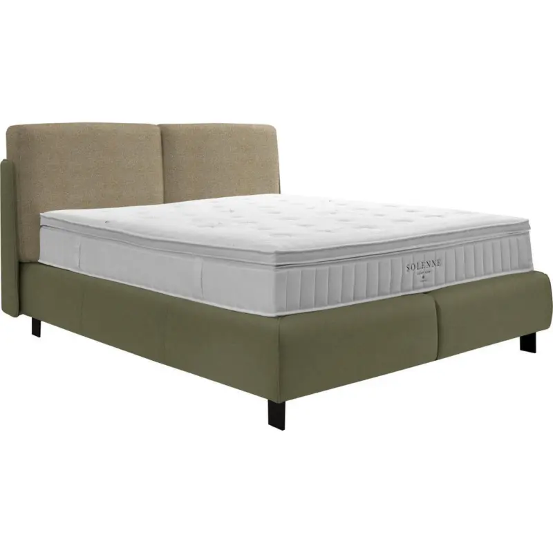 Boxspringbett 160/200 cm in Beige, Olivgr&uuml;n