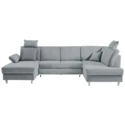 Wohnlandschaft in Webstoff Hellgrau