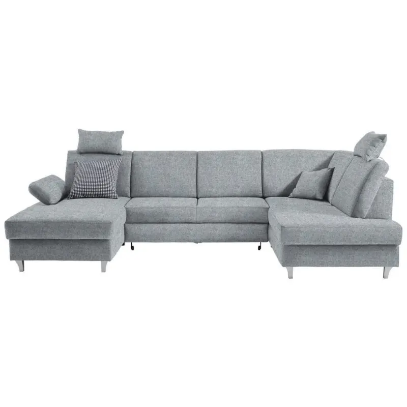 Wohnlandschaft in Webstoff Hellgrau