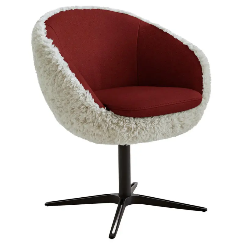 Armlehnstuhl Beinauswahl, Lederauswahl, Stoffauswahl, Sitzfl&auml;che 360&deg; drehbar Hochflor Kombination Echtleder/Stoff