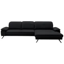 Ecksofa Dieter Knoll in Echtleder Anthrazit 332/193 cm