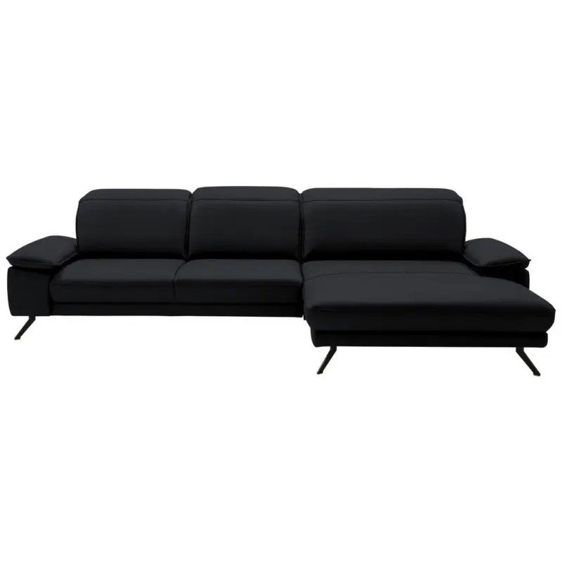 Ecksofa Dieter Knoll in Echtleder Anthrazit 332/193 cm
