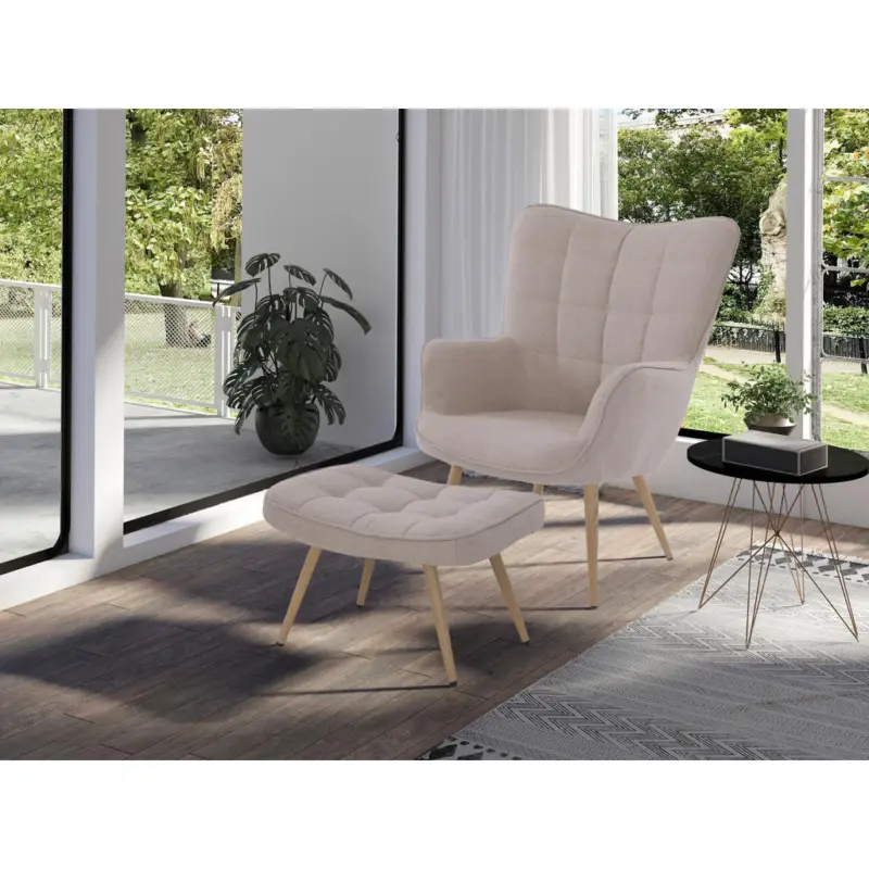 Sesselset in Webstoff Sandfarben