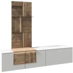 Wohnwand in Wei&szlig;, Wildeiche 224/198/44,9 cm