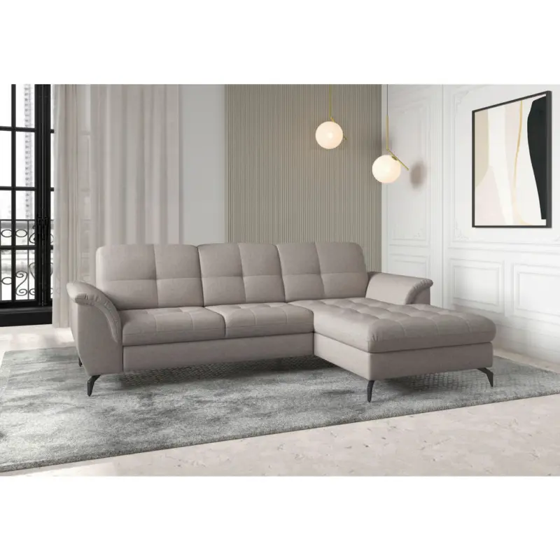 Ecksofa Zora E in Flachgewebe Taupe 262/164 cm