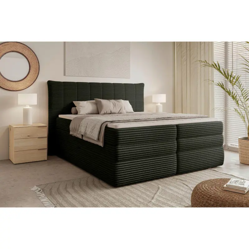 Boxspringbett 180/200 cm in Dunkelgr&uuml;n