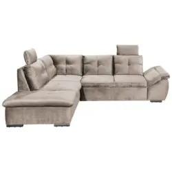 Ecksofa in Mikrovelours Creme
