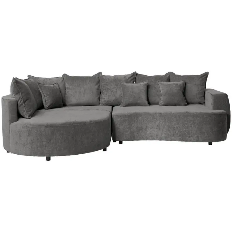 Ecksofa in Chenille Grau 194/307 cm