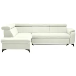 Ecksofa Prag in Teddystoff Wei&szlig;