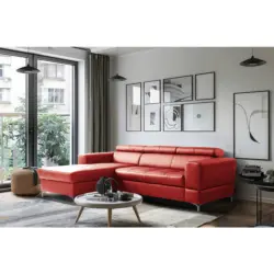 Ecksofa in Lederlook Echtleder Rot
