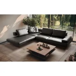 Ecksofa in Echtleder Anthrazit 237/306 cm