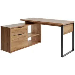 Eckschreibtisch 150/120/76 cm in Anthrazit, Eichefarben