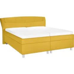 Polsterbett Matratze, gepolstertes Kopfteil, Lattenrost, Bettkasten, motorische Verstellbarkeit Gelb 180/200 cm