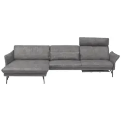 Ecksofa in Lederlook Hellgrau 174/330 cm