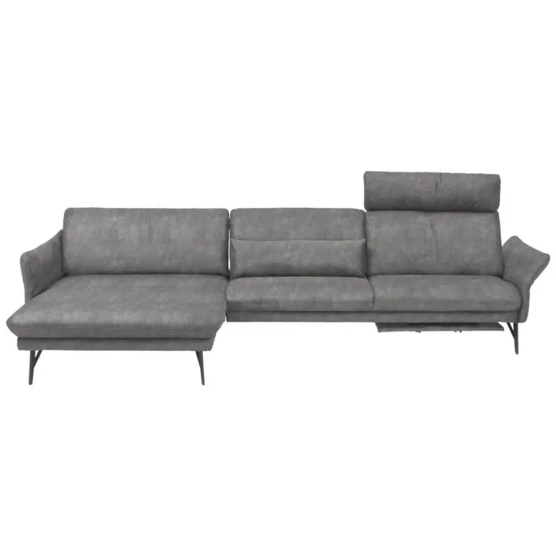 Ecksofa in Lederlook Hellgrau 174/330 cm