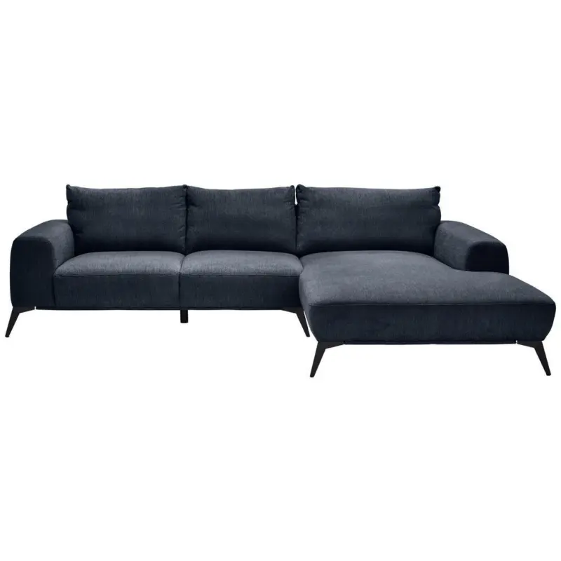 Ecksofa in Webstoff Dunkelblau 298/187 cm