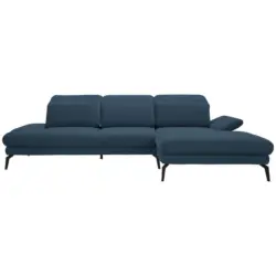 Ecksofa in Webstoff Blau 289/180 cm
