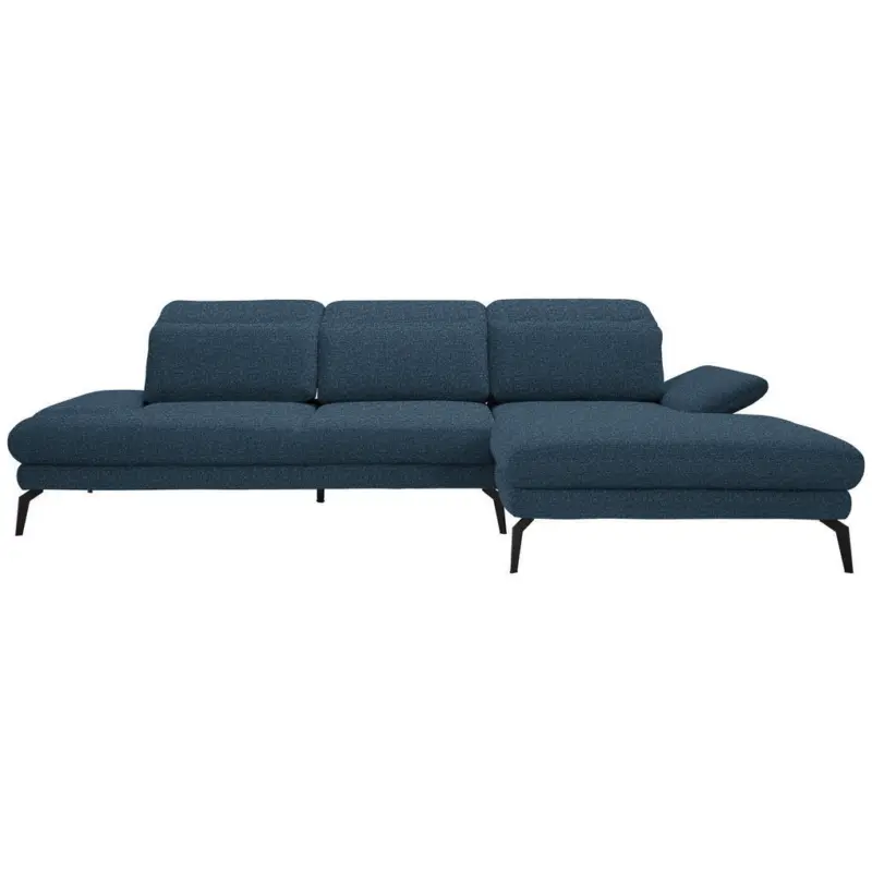 Ecksofa in Webstoff Blau 289/180 cm